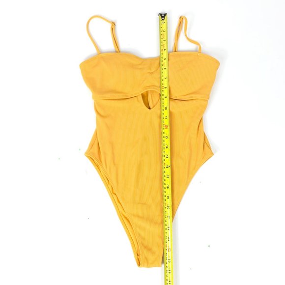 3/$25 Forever 21 Yellow Gold One Piece Bathing Suit M - Picture 7 of 8